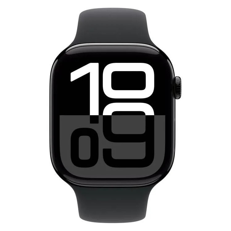 Apple Watch Series 10 GPS - 46mm - Boîtier Jet Black Aluminium - Bracelet Black Sport Band - S/M