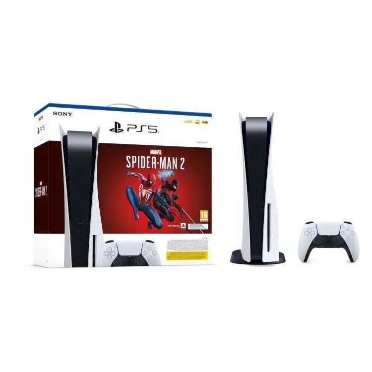Console PlayStation 5 - Édition Standard + Marvel's Spider-Man 2 (code dans la boîte)